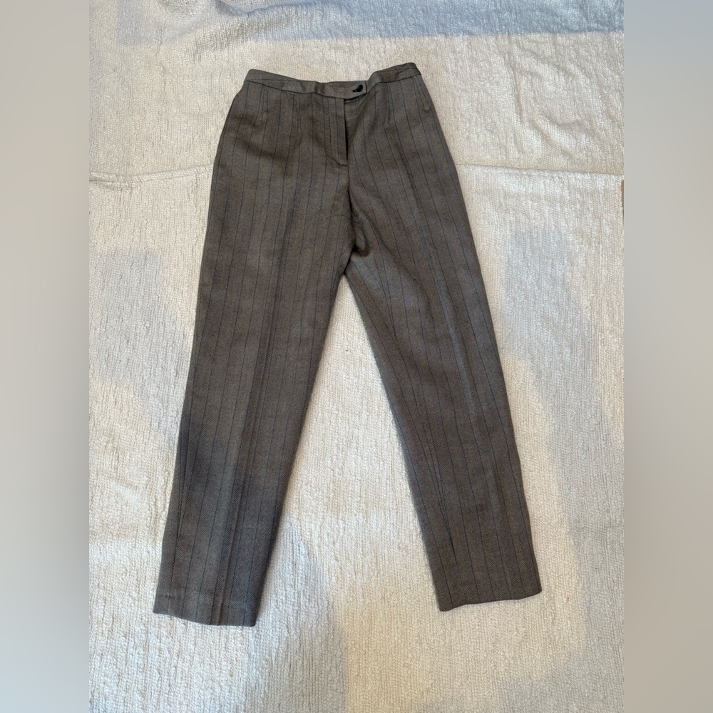 Vintage Harve Bernard 100% Wool Trousers 6P Petite Herringbone Fully Lined Pants